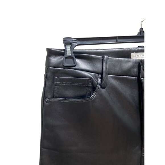 Good American Good Icon Faux Leather Pants Black Size 12/31 - Picture 9 of 16